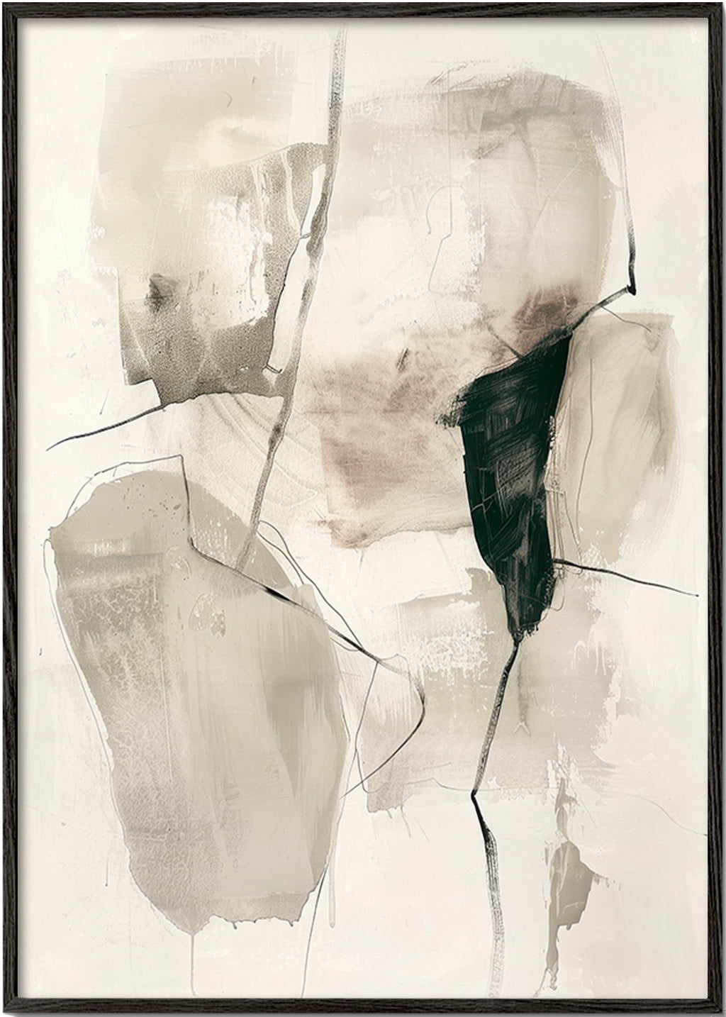 Abstract kunstwerk in inkt en neutrale tinten – Black Frame