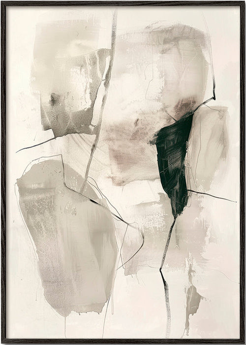 Abstract kunstwerk in inkt en neutrale tinten – Black Frame