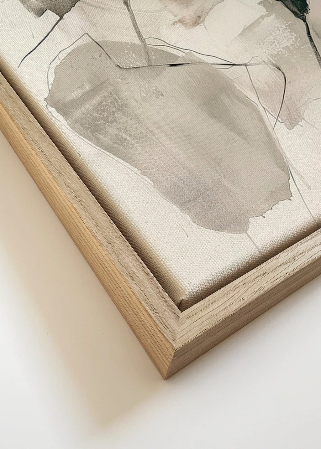Abstract kunstwerk in inkt en neutrale tinten – Canvas detail