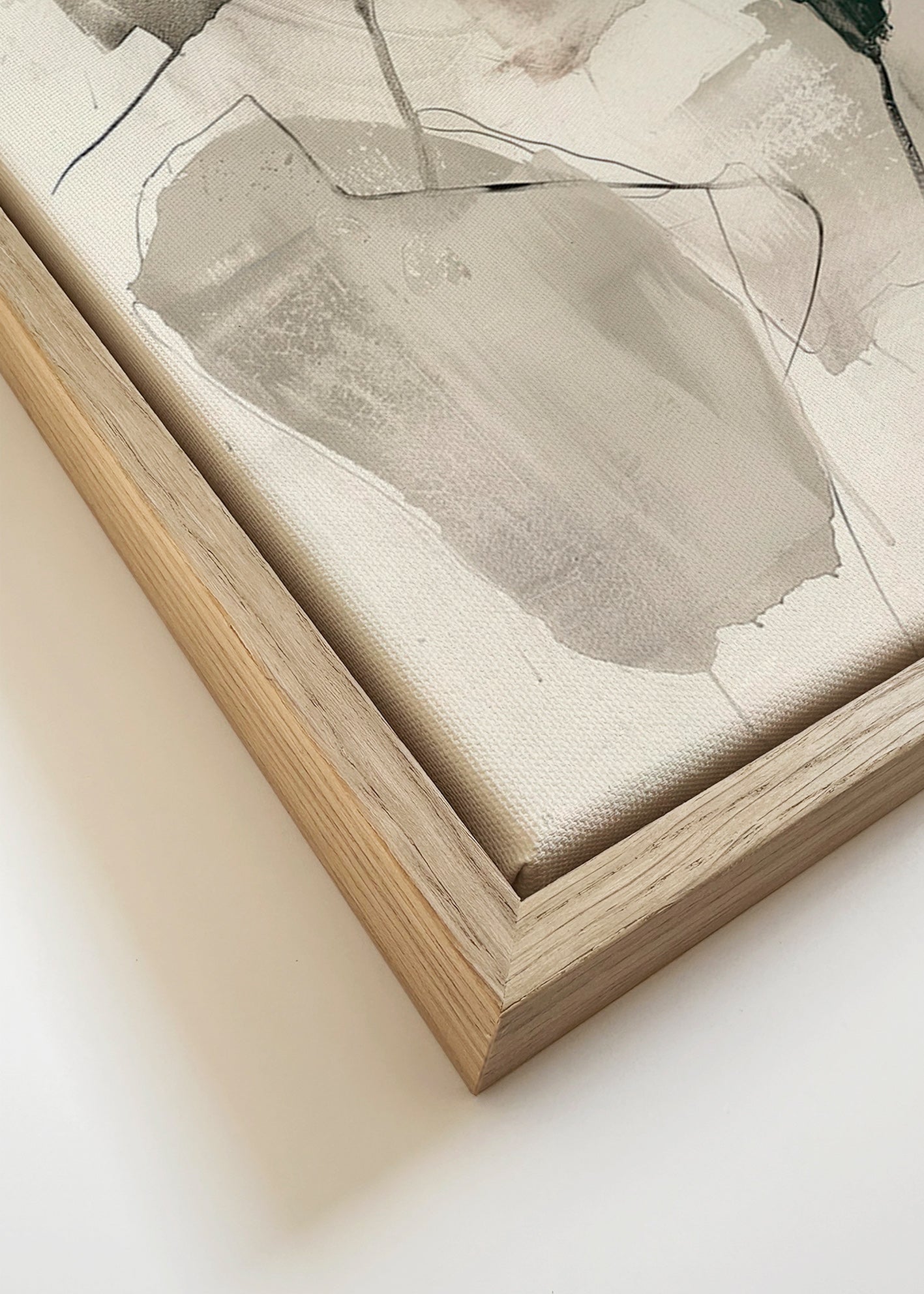 Abstract kunstwerk in inkt en neutrale tinten – Canvas detail