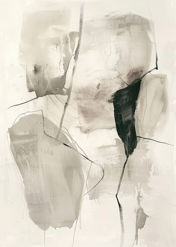 Abstract kunstwerk in inkt en neutrale tinten
