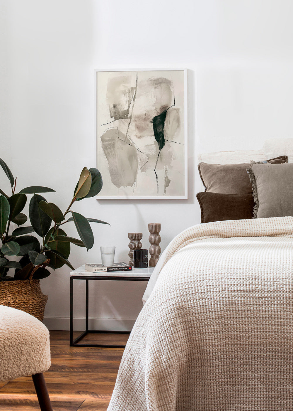 Abstract kunstwerk in inkt en neutrale tinten – Product1