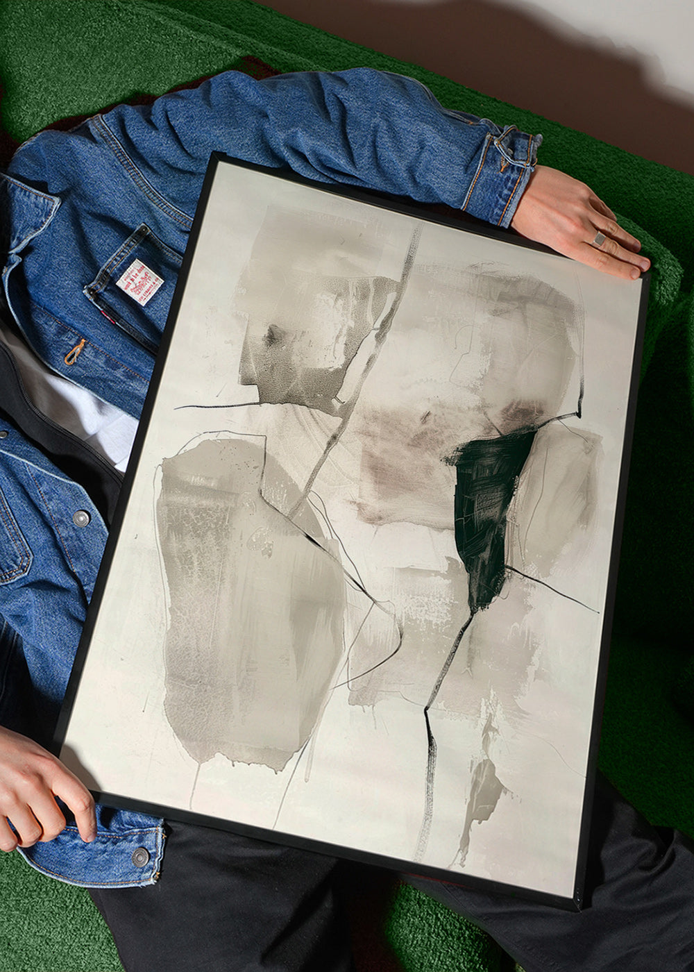 Abstract kunstwerk in inkt en neutrale tinten – Product3