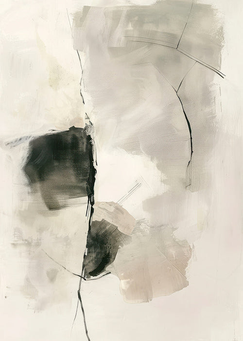 Abstracte kunst met neutrale penseelstreken