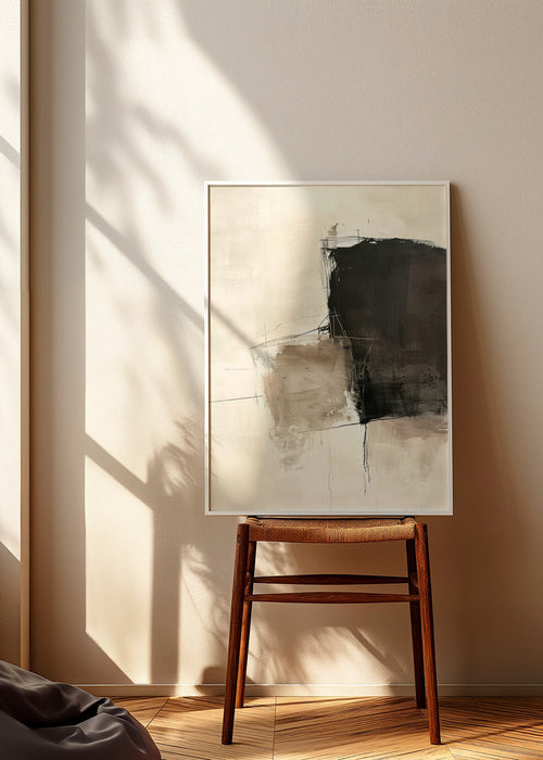 Abstract kunstwerk met donker contrast en zandtinten – Product1