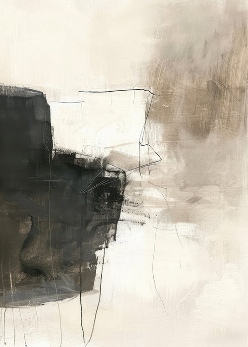 Abstract kunstwerk met donker blok