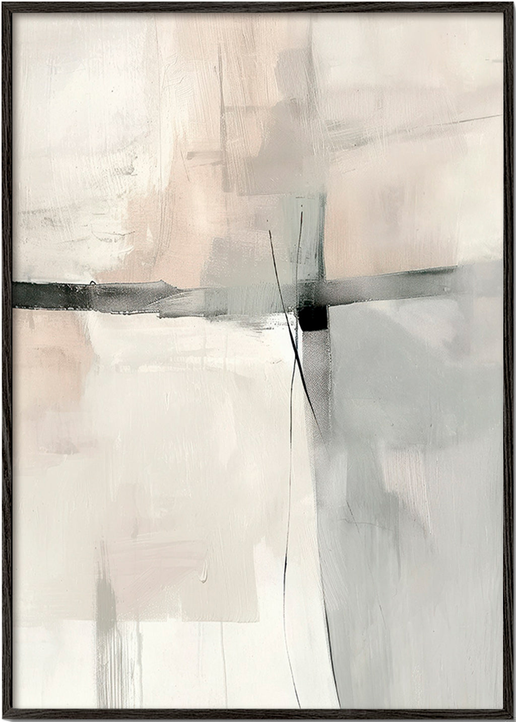 Abstract kunstwerk met subtiele lijnen en grijze vlakken – Black Frame