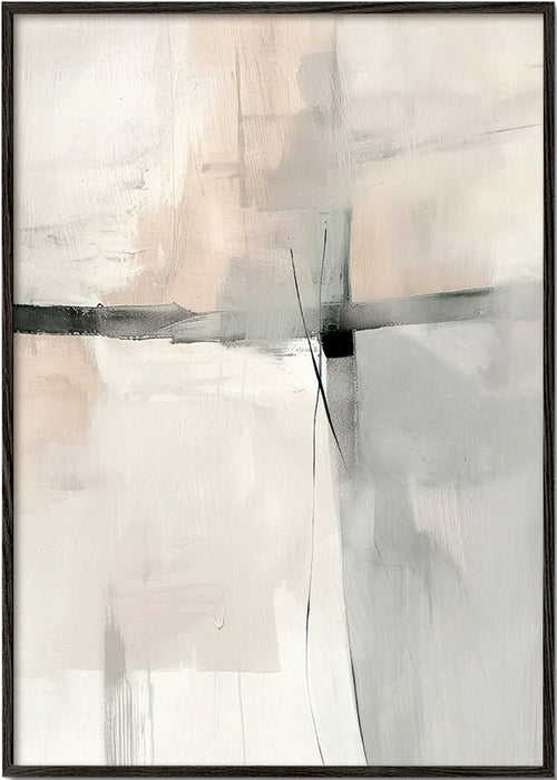Abstract kunstwerk met subtiele lijnen en grijze vlakken – Black Frame
