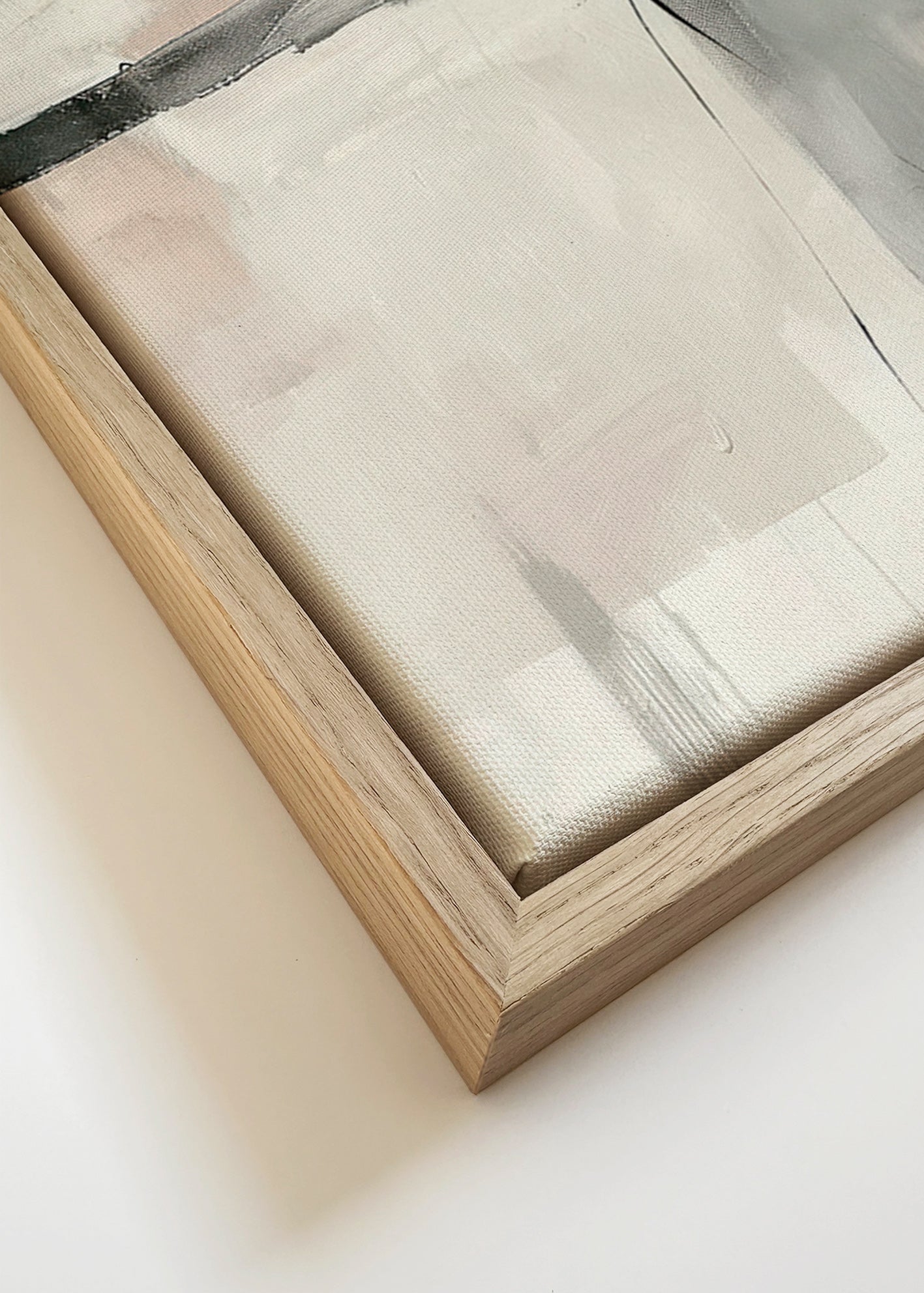 Abstract kunstwerk met subtiele lijnen en grijze vlakken – Canvas detail