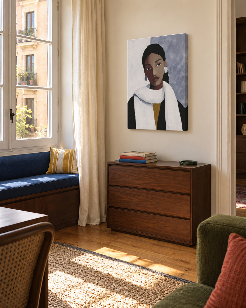 Winter White Wrap - Unframed canvas in an interior