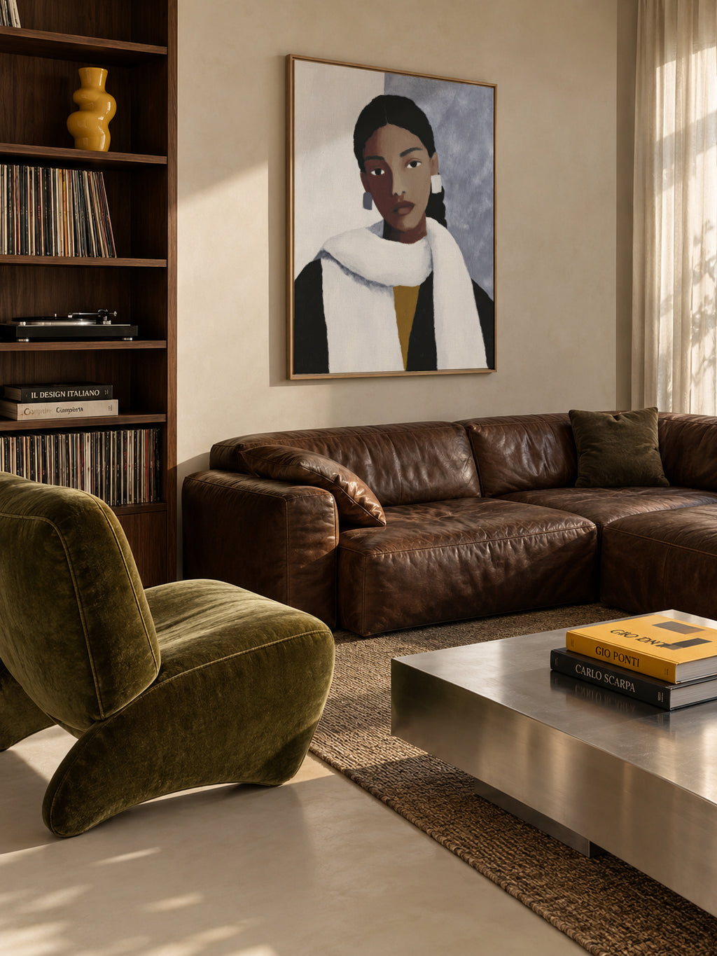 Winter White Wrap - Framed canvas in an interior