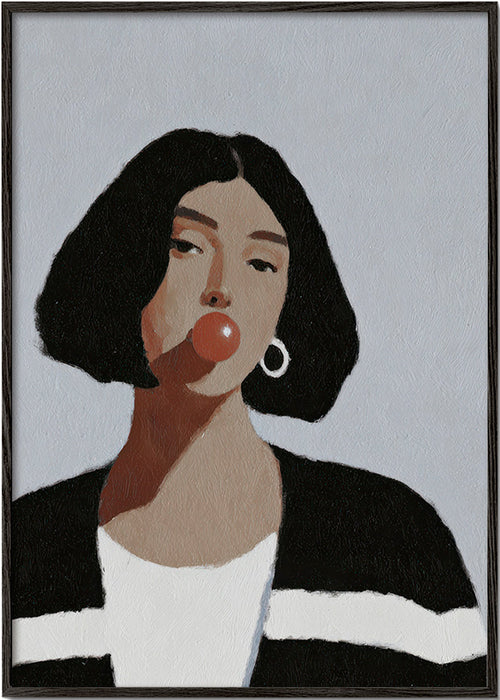 Illustratie portret met kauwgombel – Black Frame