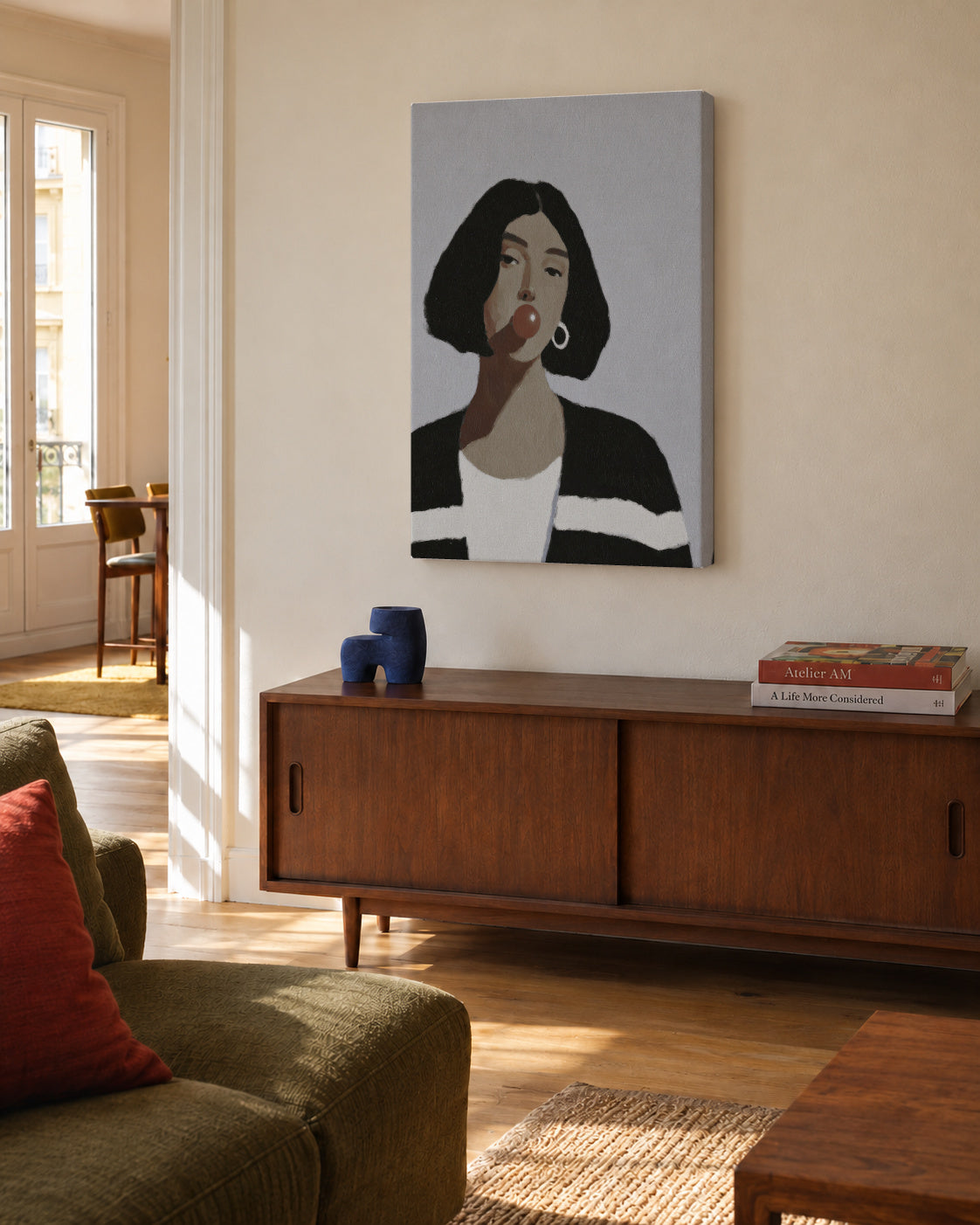 Striped Shirt Study - Unframed canvas in an interior