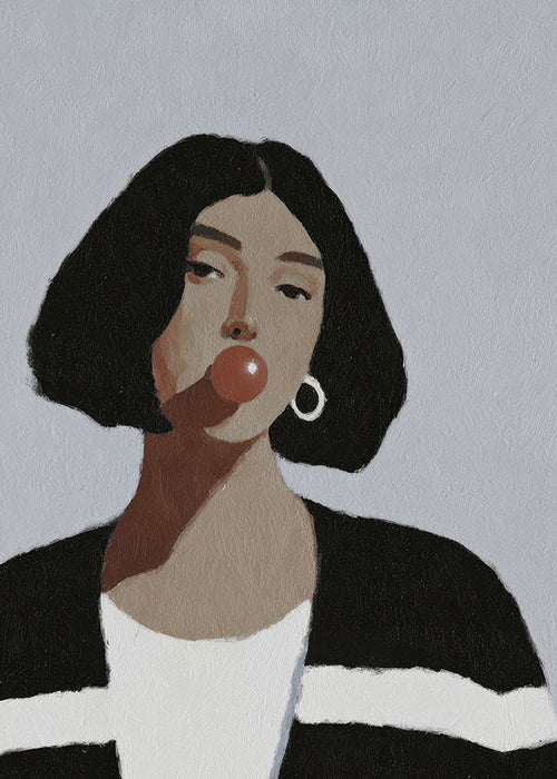 Illustratie portret met kauwgombel