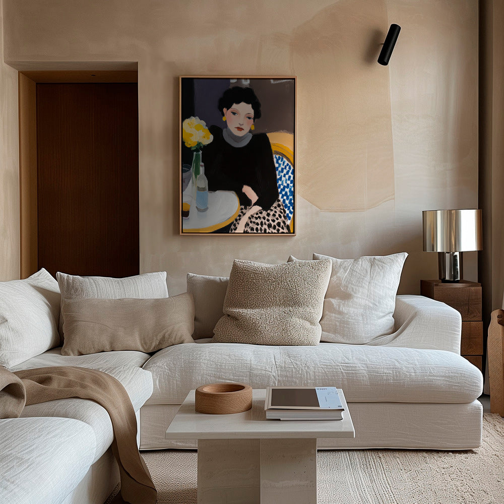 Cuadro de cocina con mujer en café – Canvas2