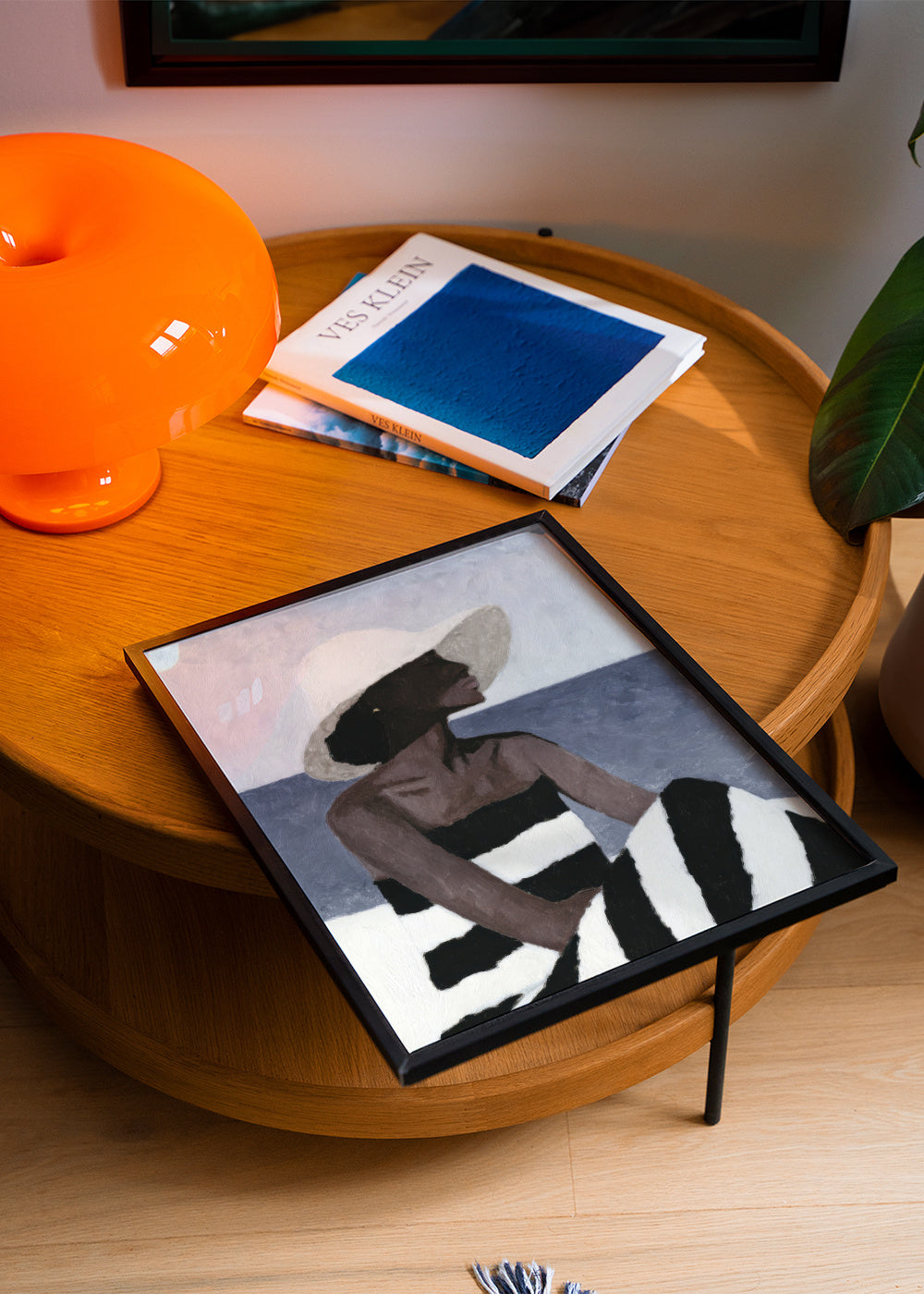Sun Hat at the Beach - Framed poster in an interior