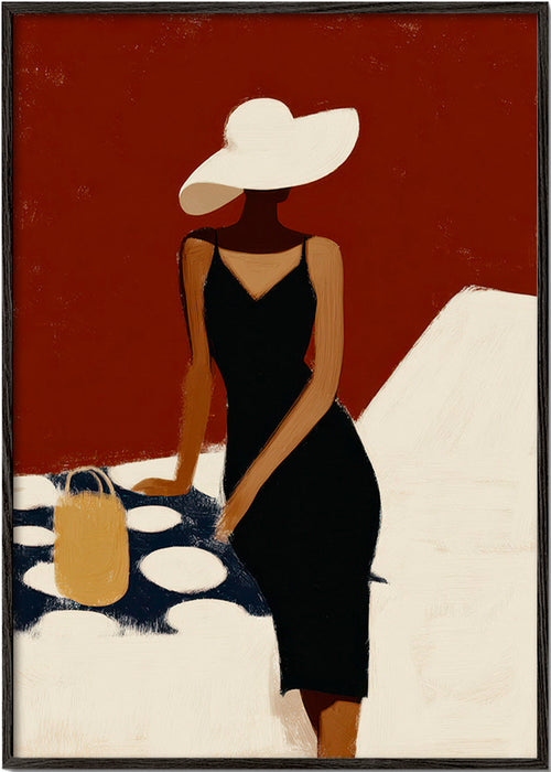 Elegante illustratie van figuur in zwarte jurk – Black Frame