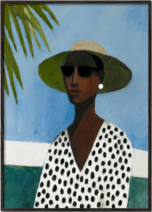 Botanische print portret met palm – Black Frame