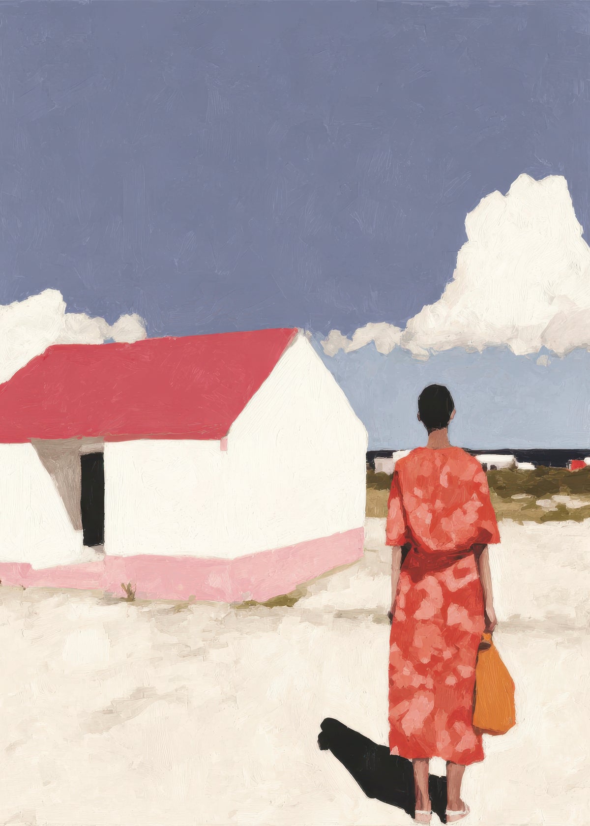 Red Dress, White House - Unframed art print