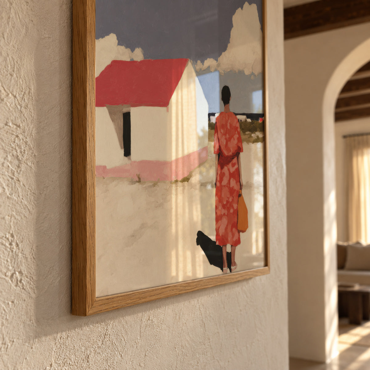 Red Dress, White House - Framed poster detail