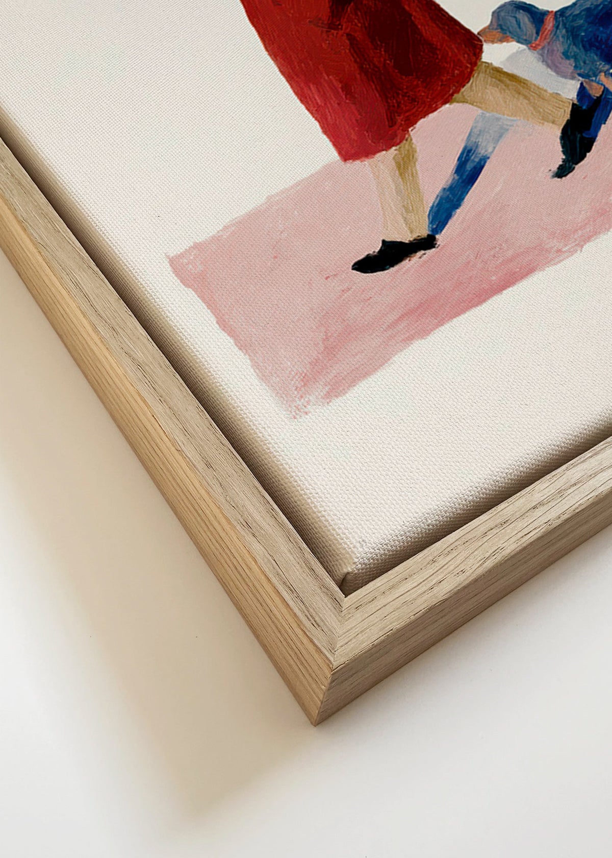 Illustratie van wandelaar met rode jas – Canvas detail