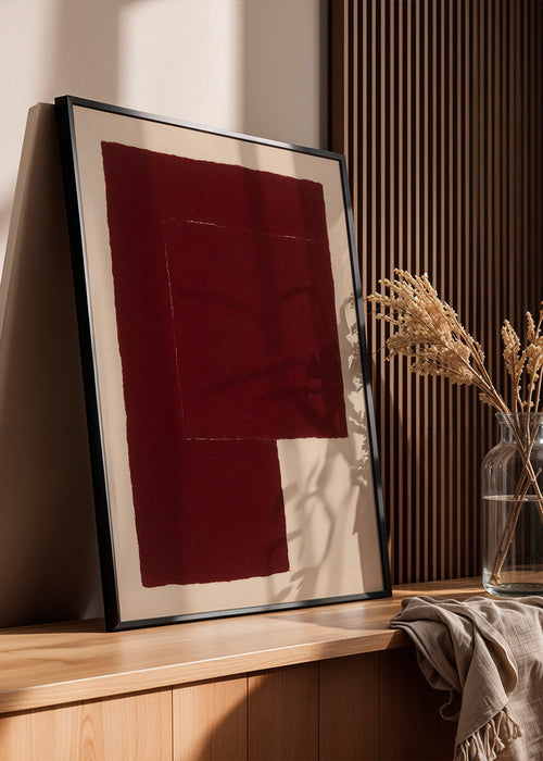 Abstract kunst met karmijnblokken – Product1
