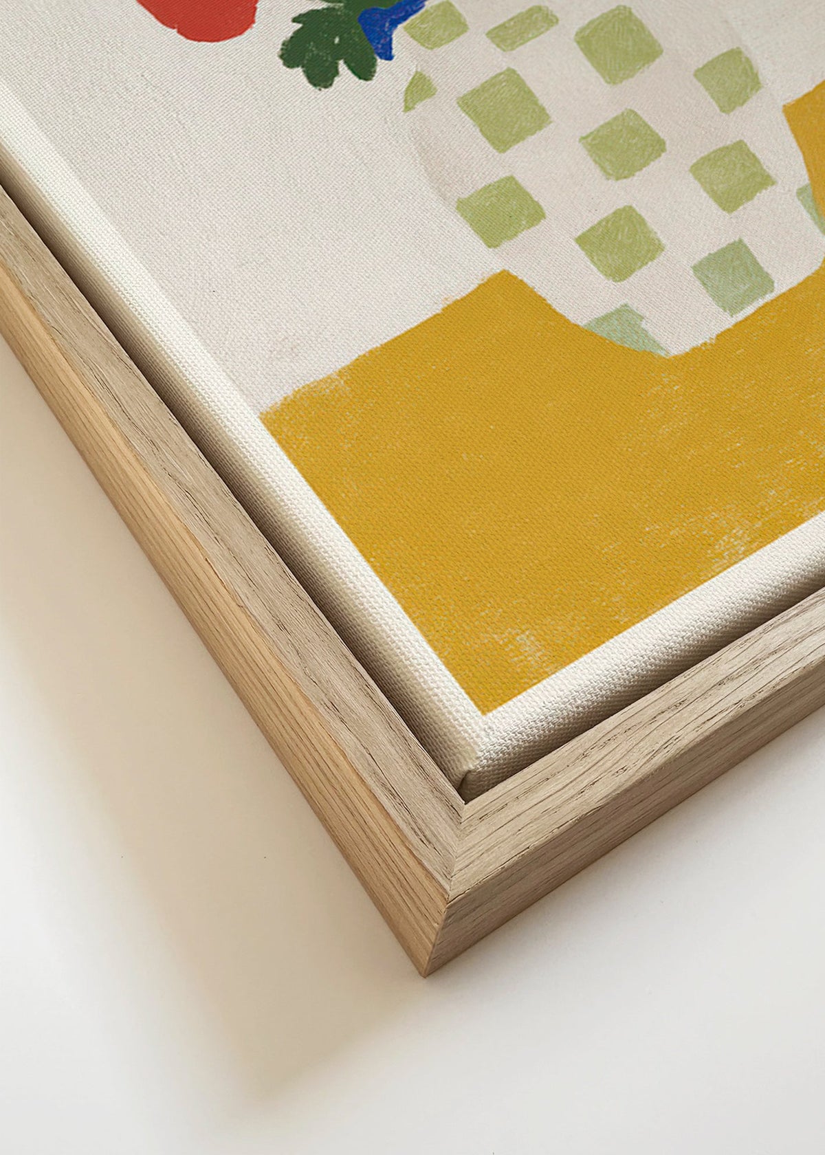 Botanische poster: geruit vaas met klaprozen – Canvas detail