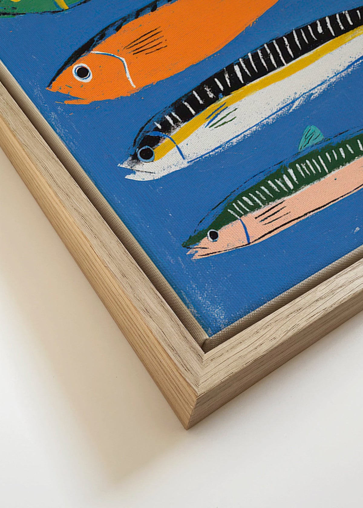 Keuken kunst met speelse vissenillustratie – Canvas detail