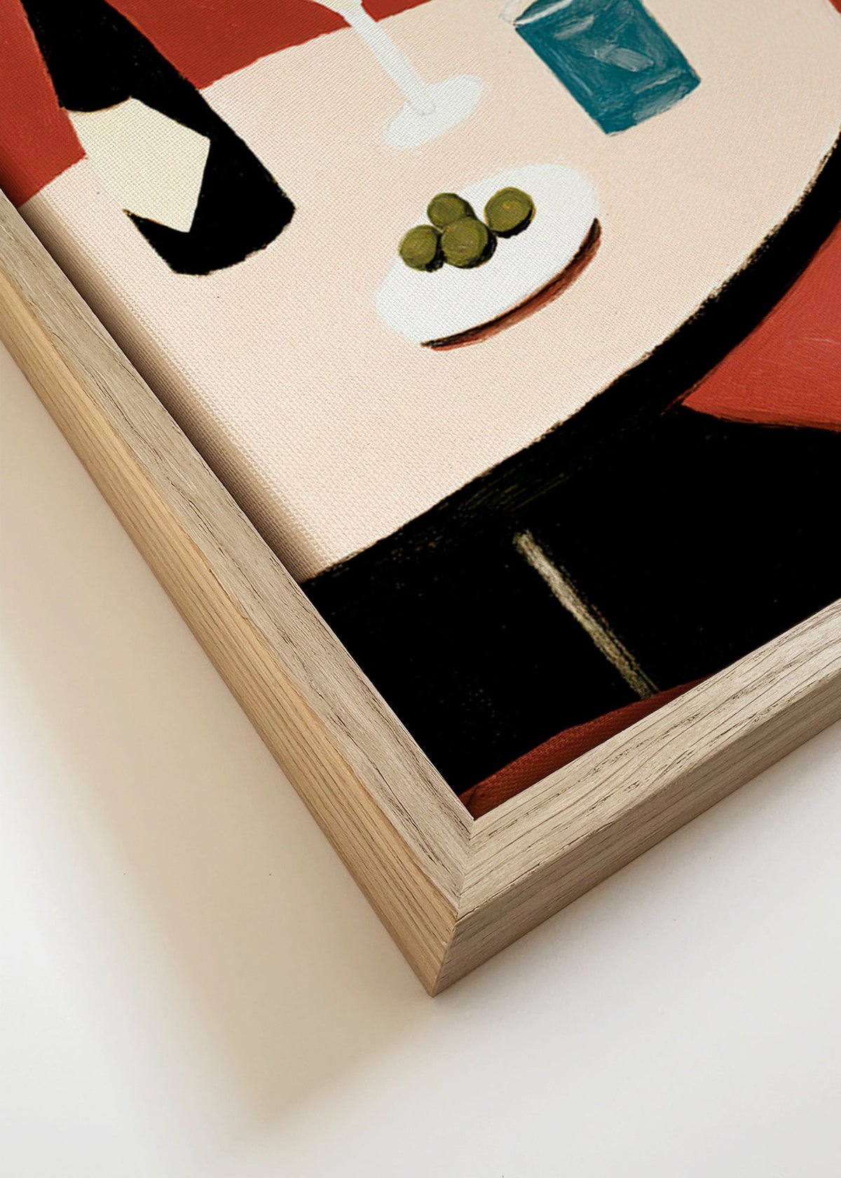 Keuken kunst illustratie martini met olijven – Canvas detail