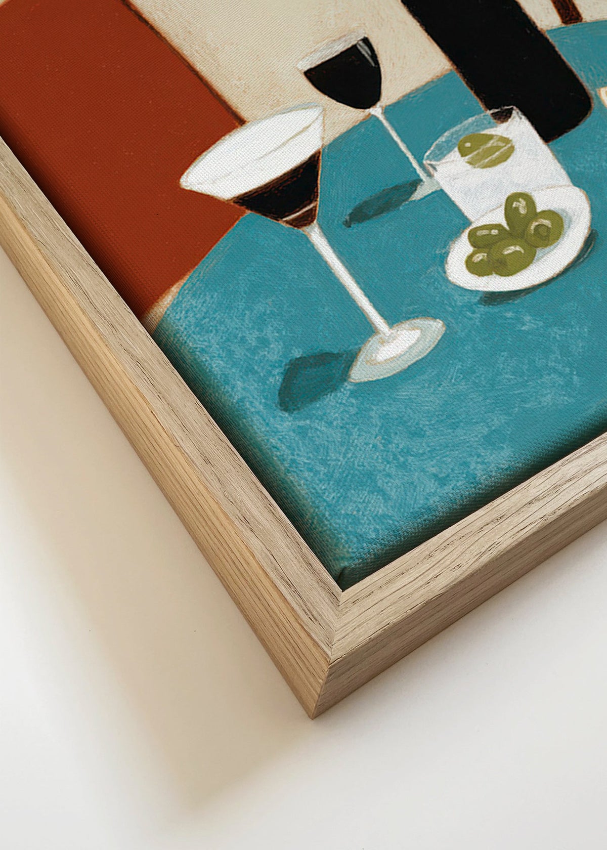 Keuken kunst: aperitief op blauwe tafel – Canvas detail