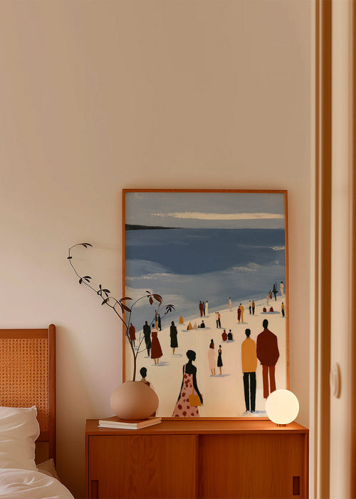 Landschap kunst: strandscène met gestileerde figuren – Product1