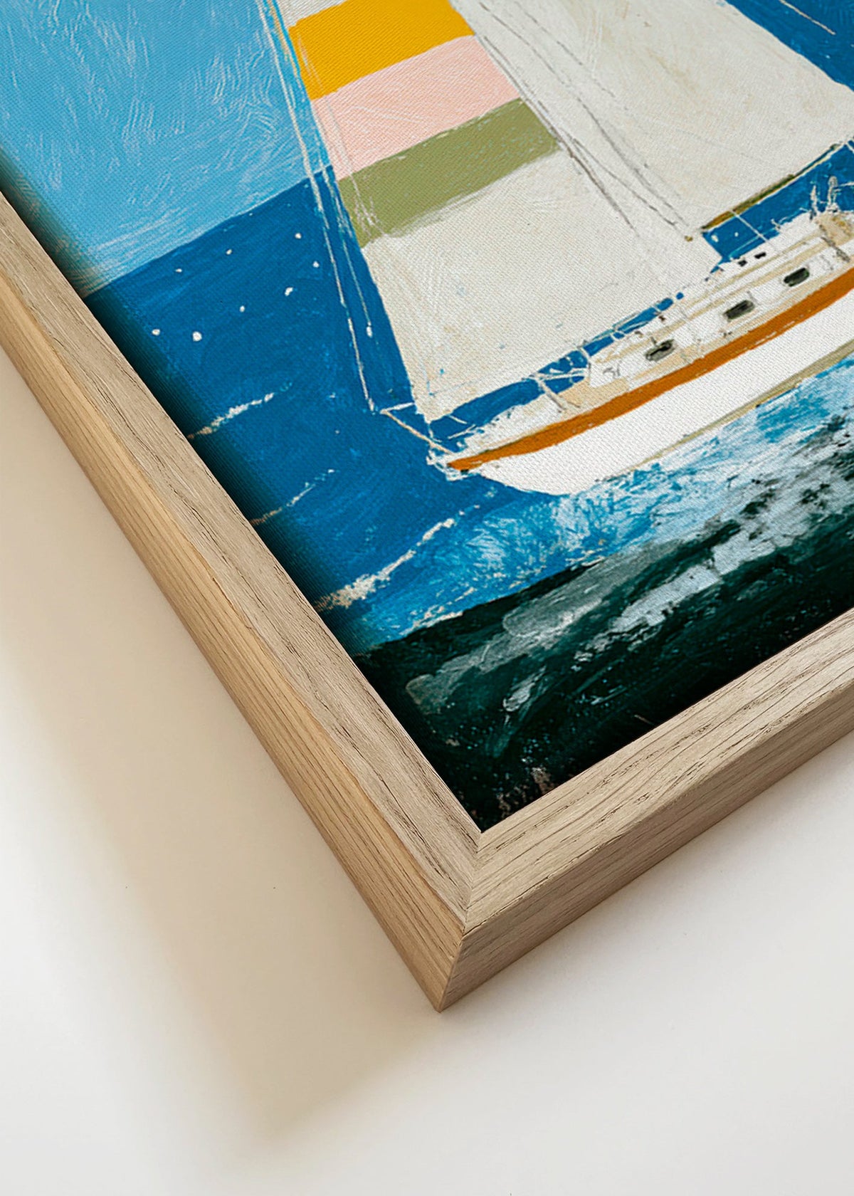 Illustratie: zeilboot met kleurrijke zeilen – Canvas detail