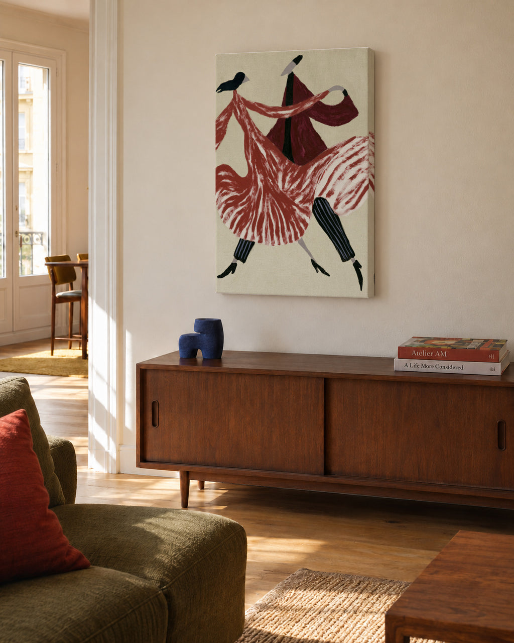 Crimson Dancers - Unframed canvas in an interior