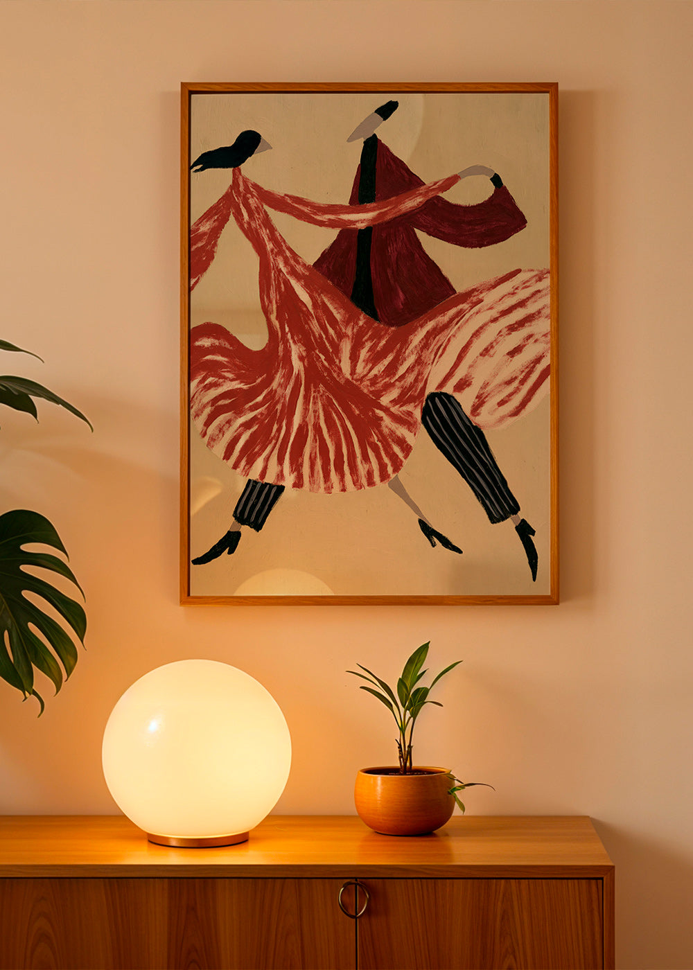Abstract kunstwerk met dansende figuren