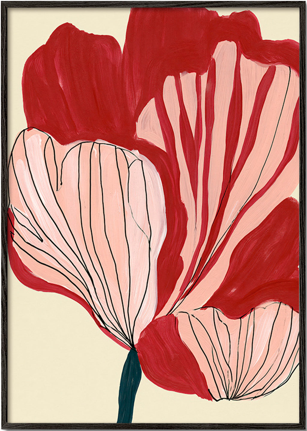 Botanische poster met scharlakenbladeren – Black Frame