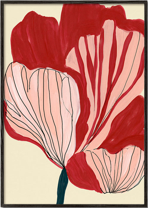 Botanische poster met scharlakenbladeren – Black Frame