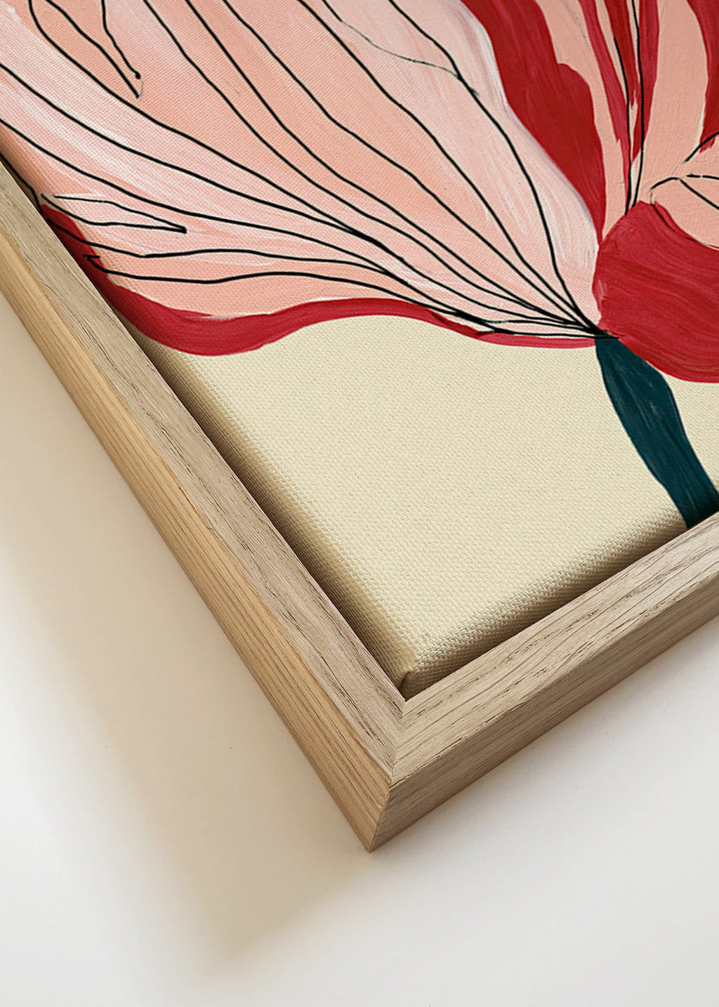 Botanische poster met scharlakenbladeren – Canvas detail