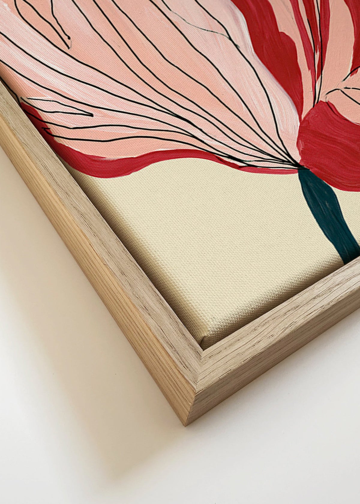 Botanische poster met scharlakenbladeren – Canvas detail