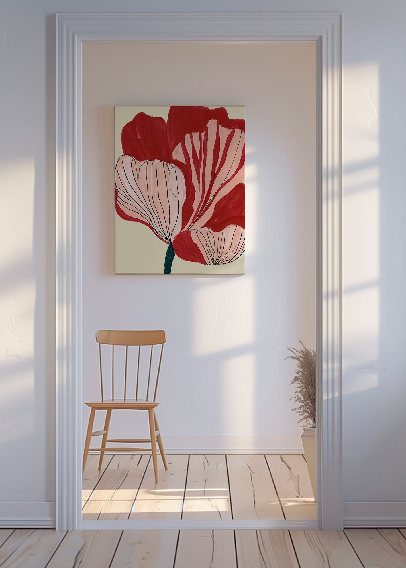 Botanische poster met scharlakenbladeren – Canvas