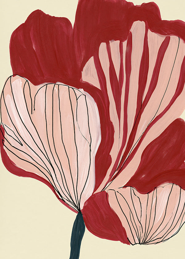 Botanische poster met scharlakenbladeren