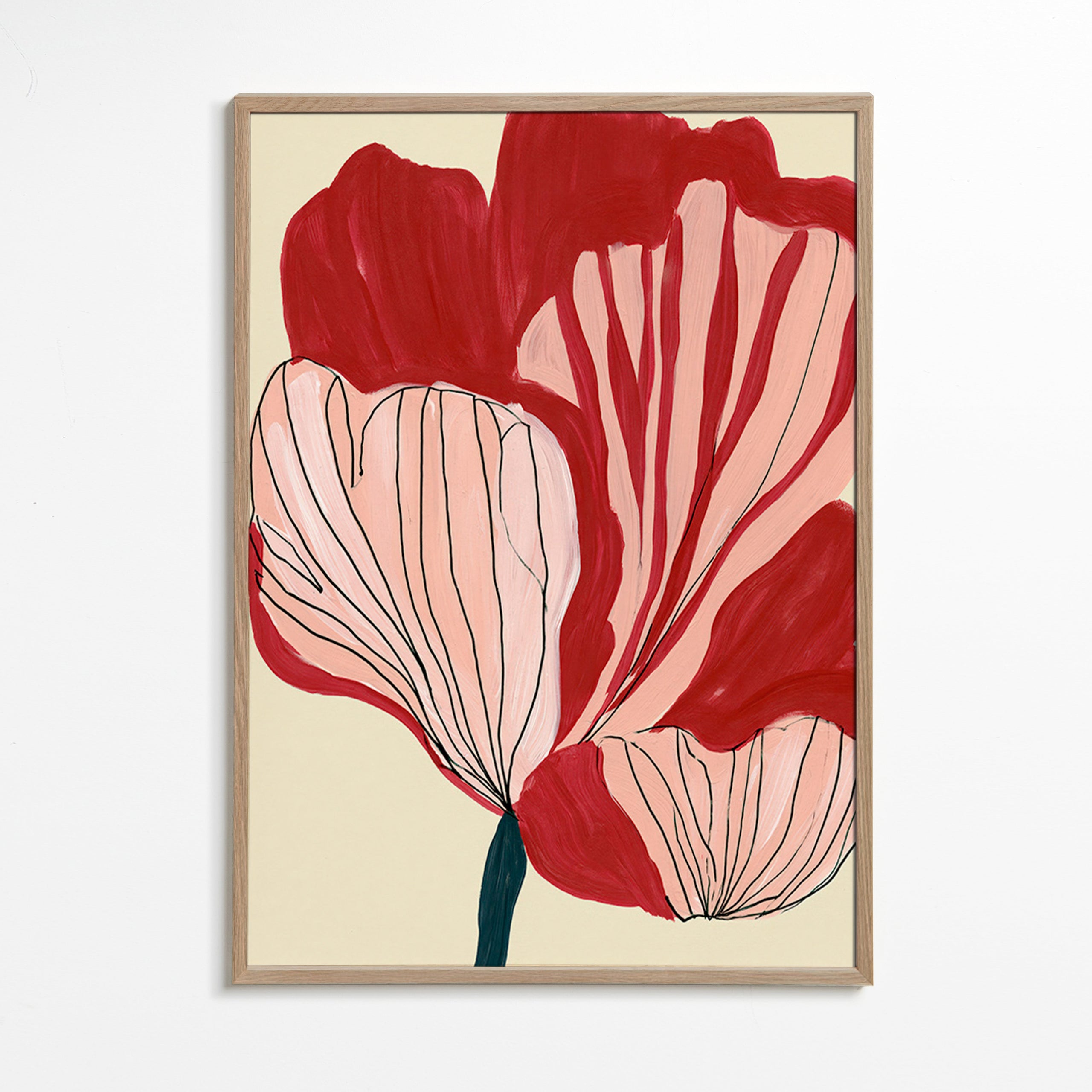 Botanische poster met scharlakenbladeren – Oak Frame