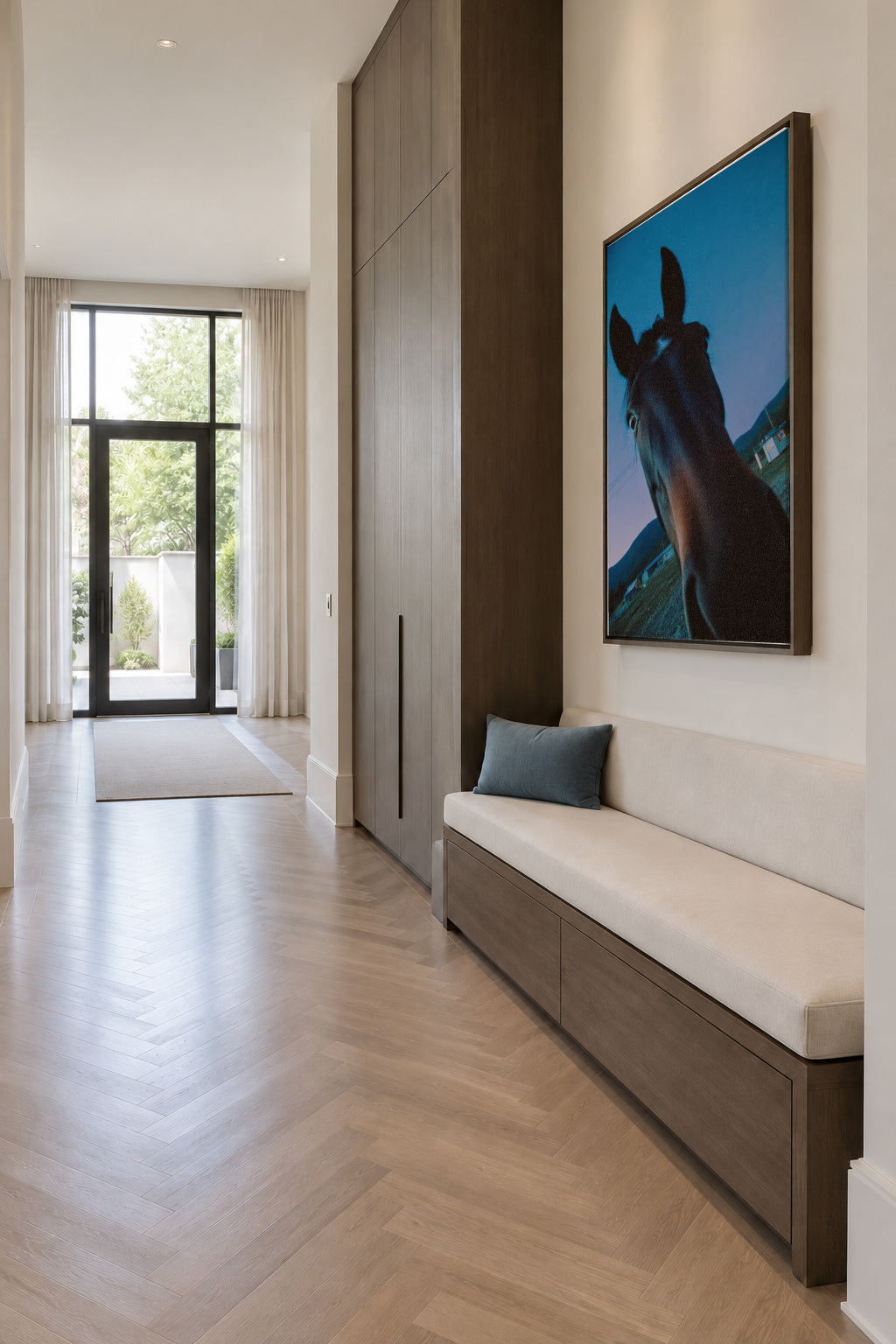 Midnight Horse - Framed canvas in an interior