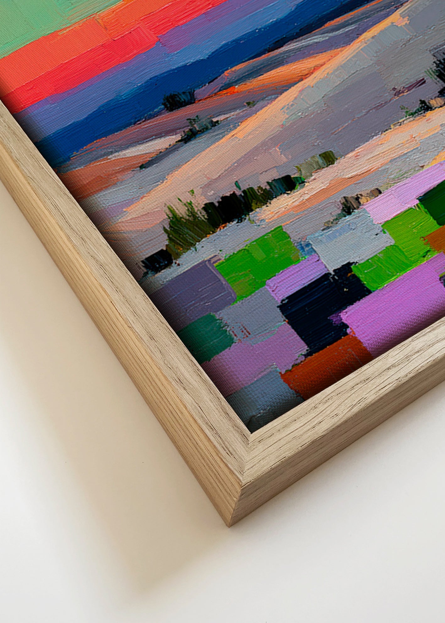 Colorfield landschap met maan