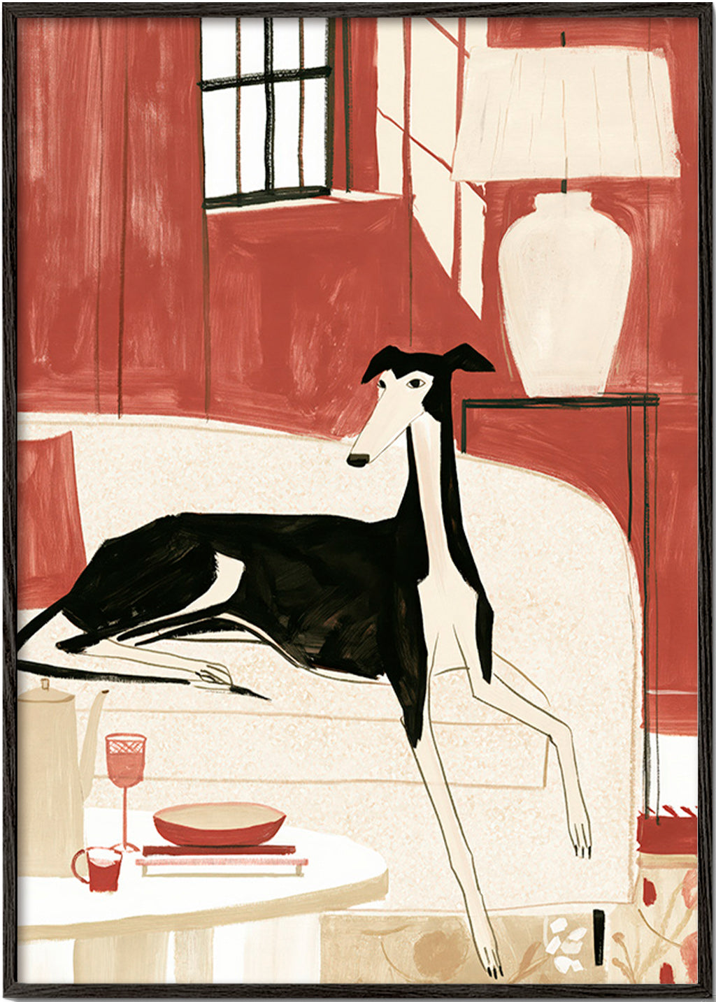 Galgo illustratie op bank