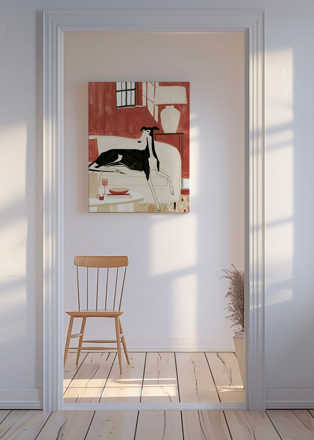 Galgo illustratie op bank