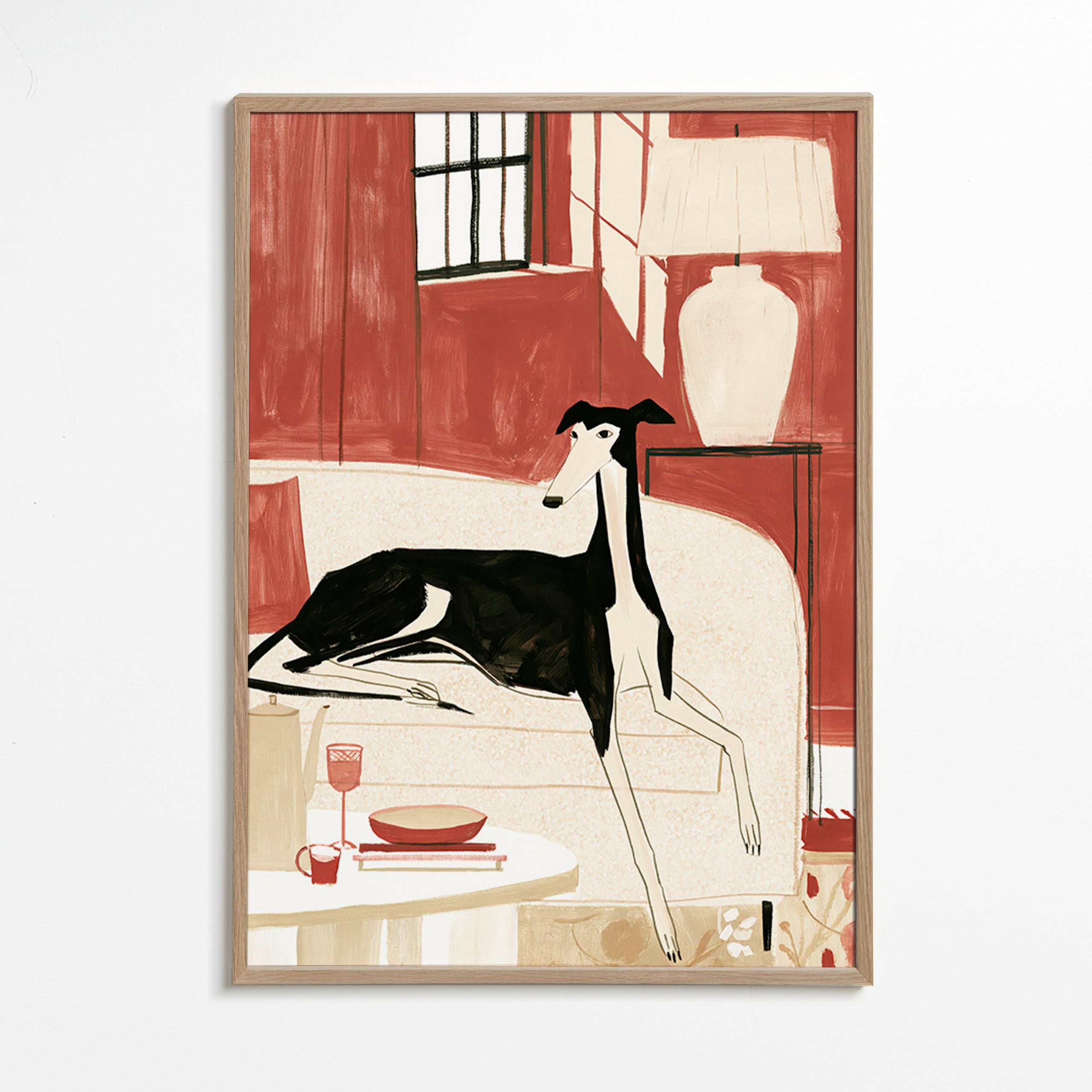 Galgo illustratie op bank