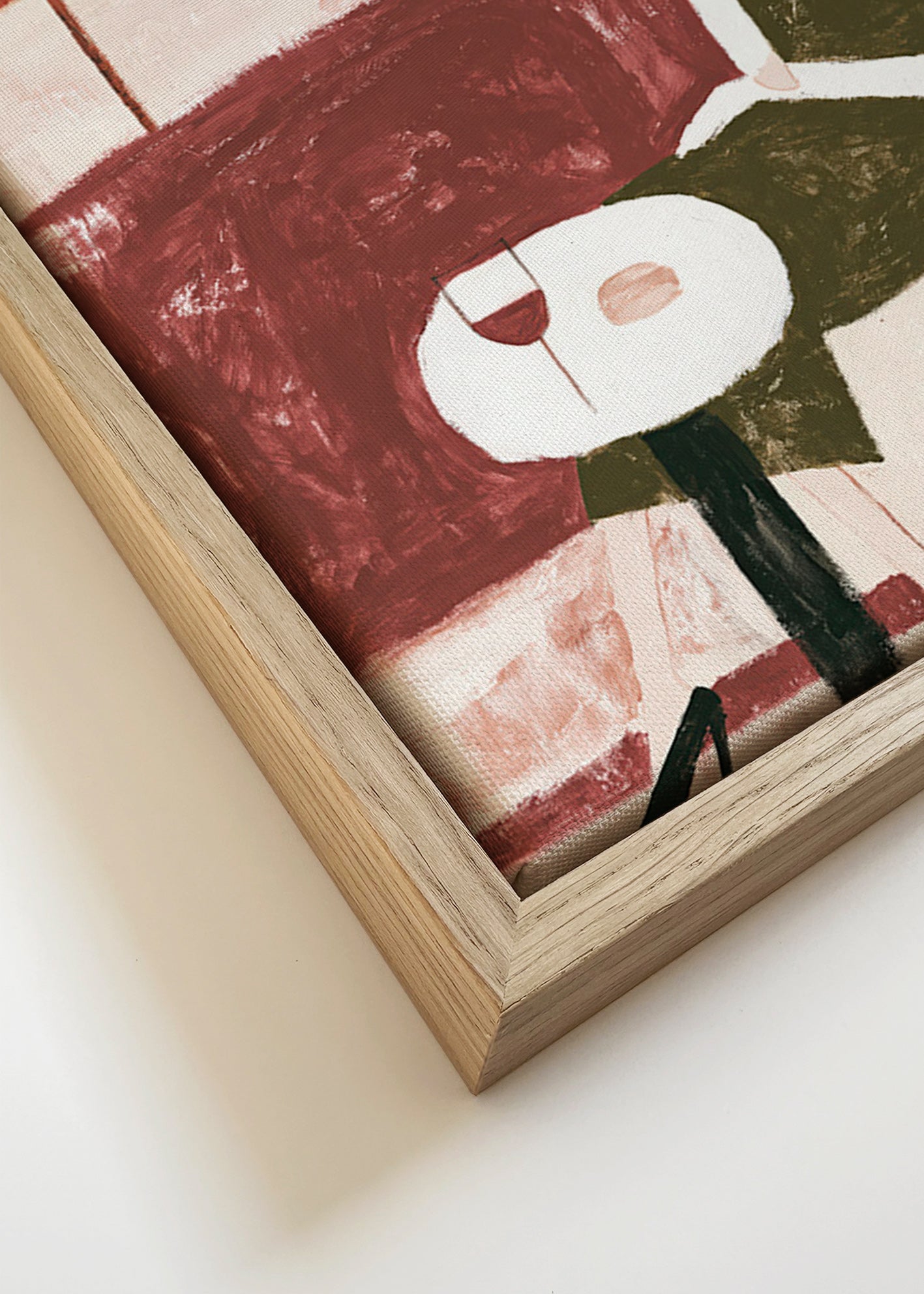 Keuken kunst met zittende vrouw en wijn