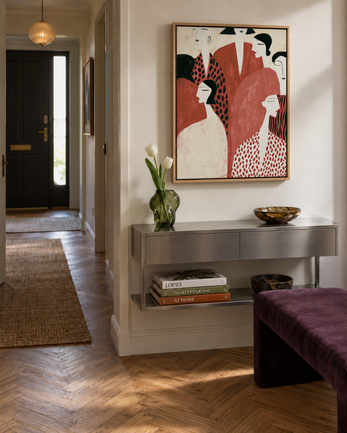 Terracotta Faces - Framed canvas in an interior