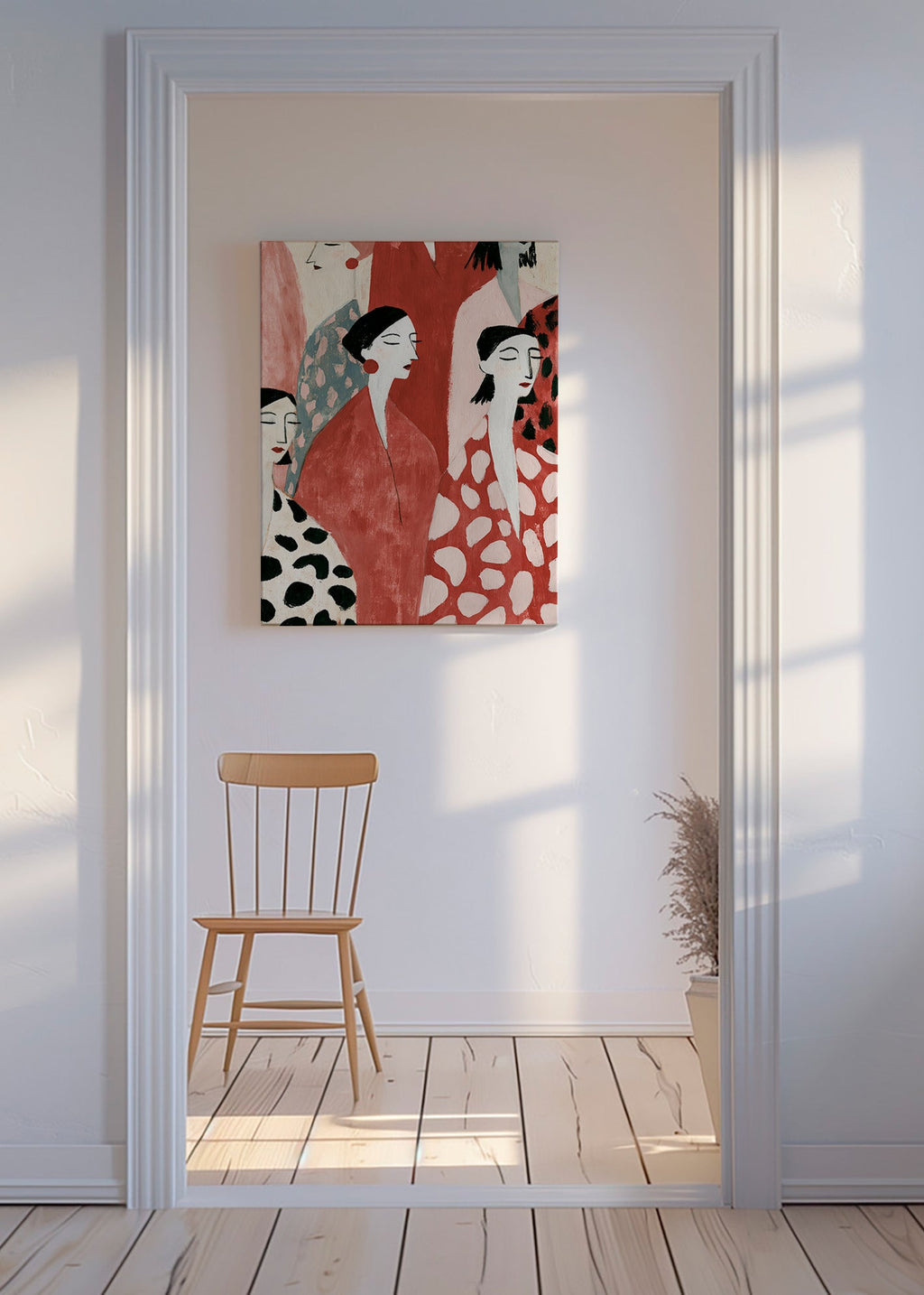 Illustratie van vrouwelijke figuren in rood
