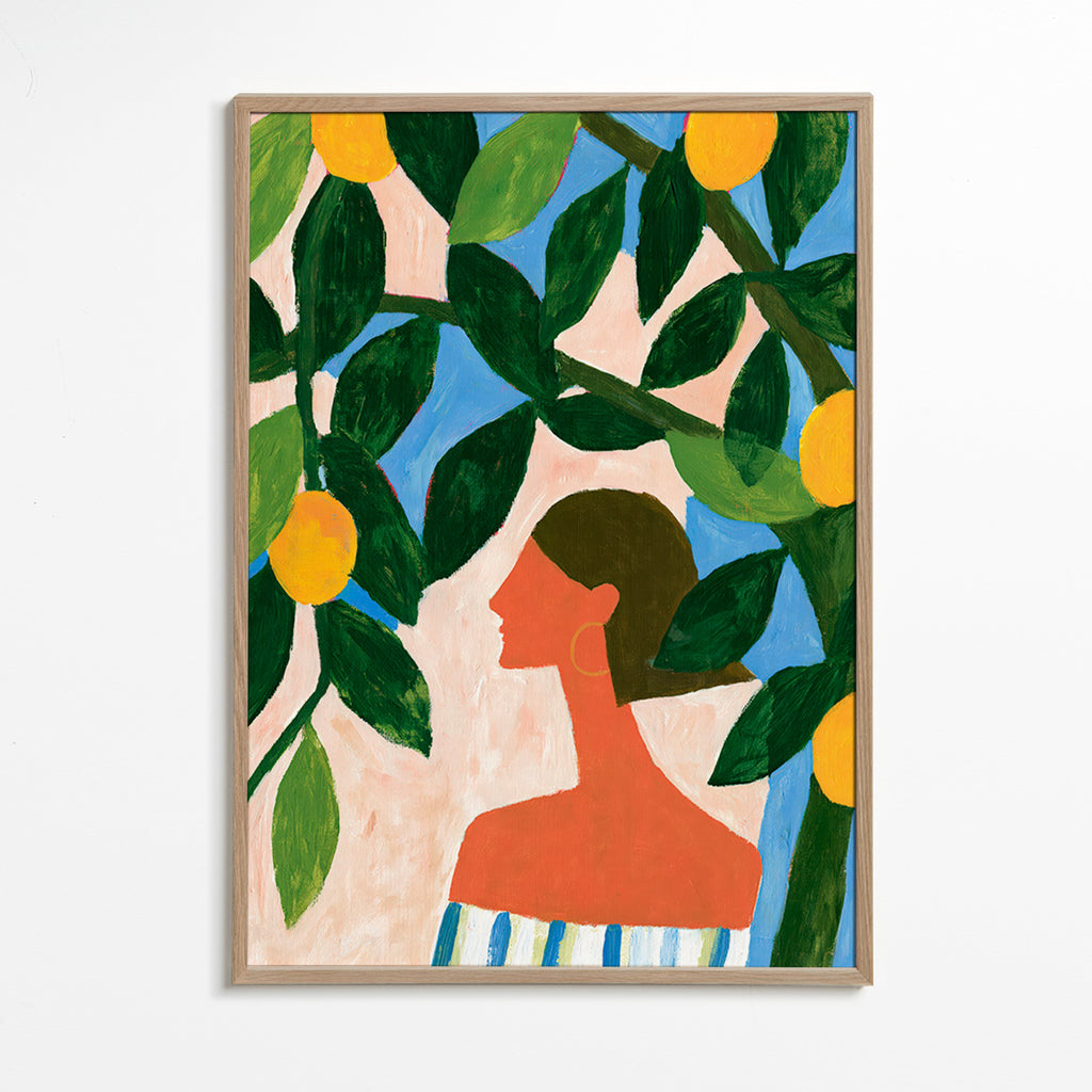 Botanische print: profiel tussen citroenbomen